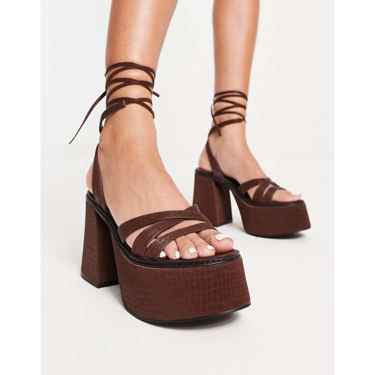 Platform sandals lace deals up