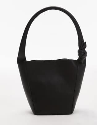 Topshop - Skye - Sac seau porté épaule avec poignée nouée - Noir