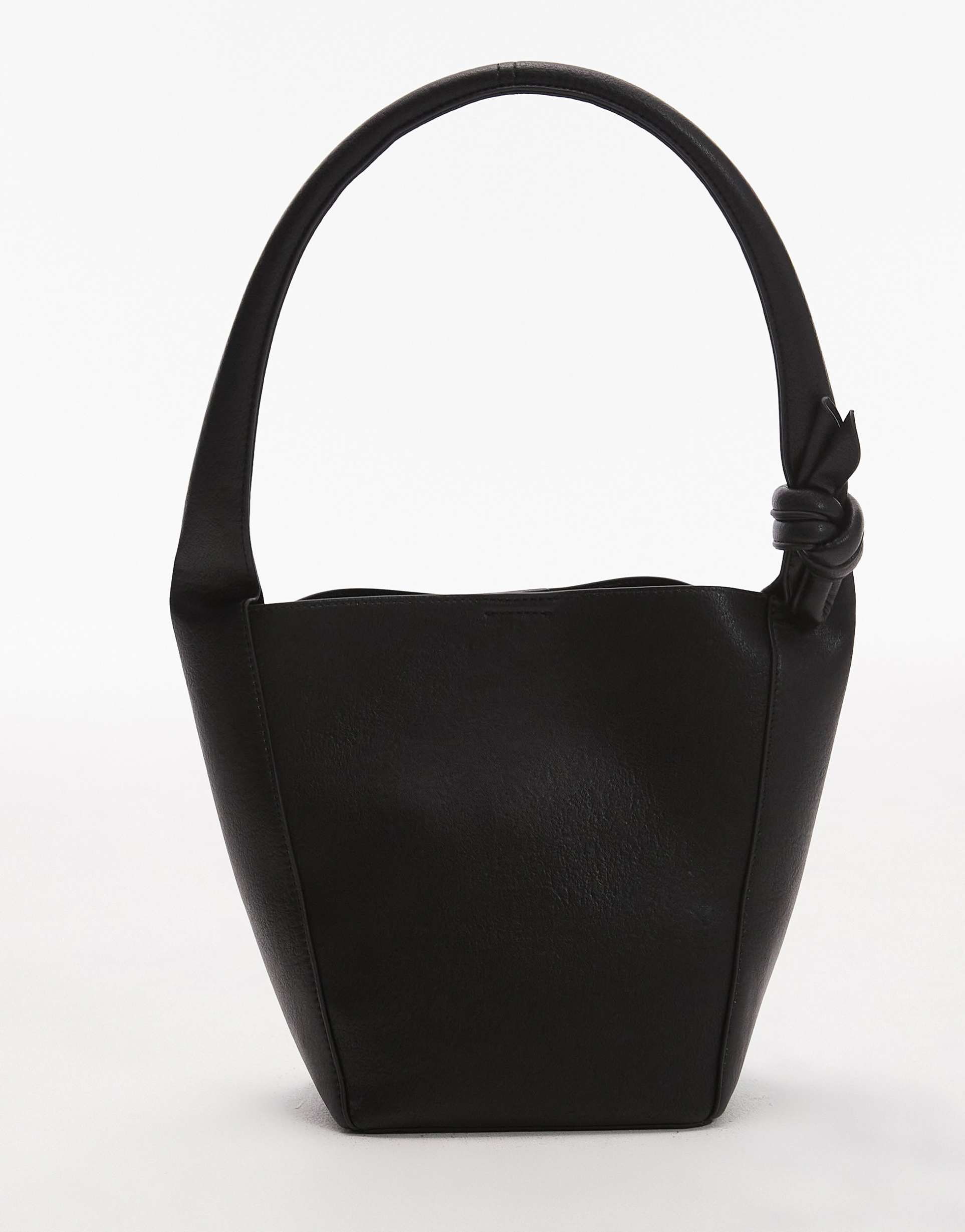 topshop skye shoulder bucket bag with knotted handle in black