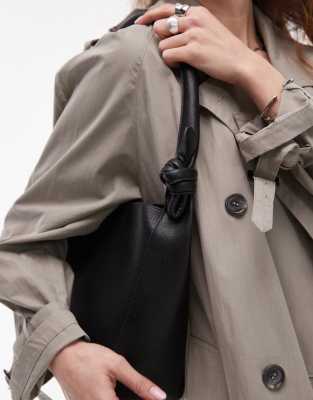Topshop Skye Shoulder Bucket Bag With Knotted Handle In Black