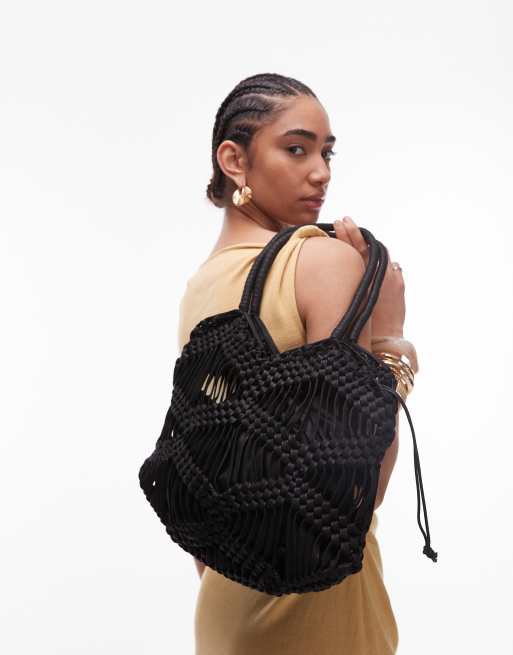 Topshop - Skyla - Sac porté épaule en maille au crochet - Noir, 2 de 4