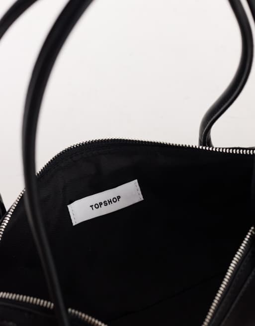 Topshop Skylar medium elongated bowler bag in black, 2 of 4