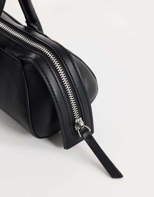 Topshop Skylar medium elongated bowler bag in black, 4 of 4