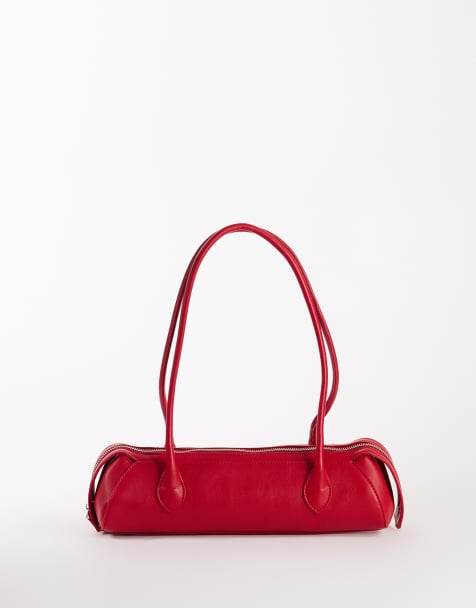 Topshop Skylar medium elongated bowler bag in red - view 1