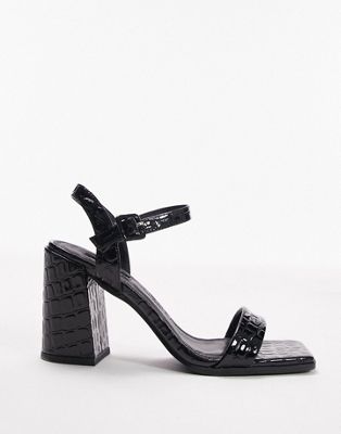  Skylar two part block heeled sandal  croc