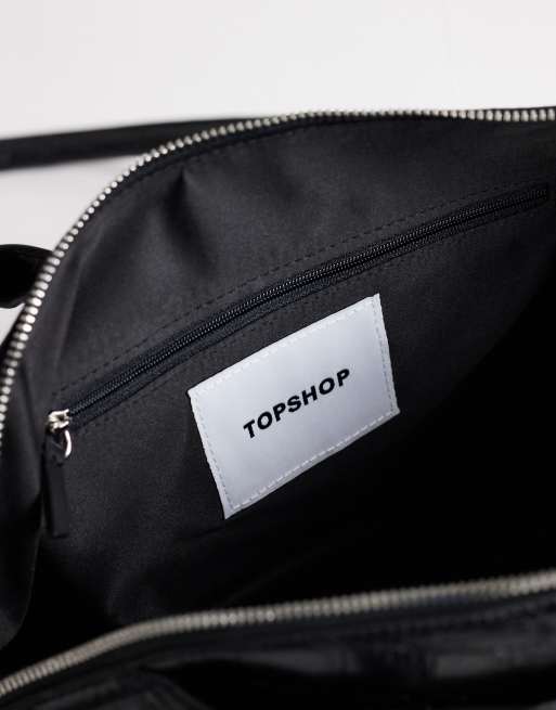 Topshop Skyler large angular shoulder bag in black croc, 4 of 4