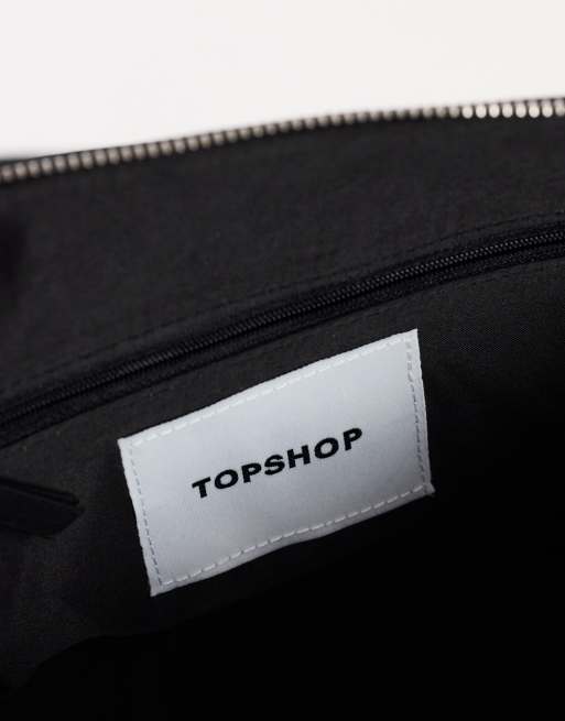 Topshop Skyler large angular shoulder bag in chocolate and black, 2 of 4