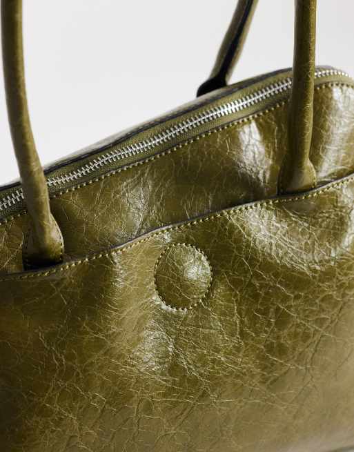 Topshop Skyler large angular shoulder bag in green, 2 of 4