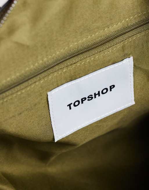 Topshop Skyler large angular shoulder bag in green, 4 of 4