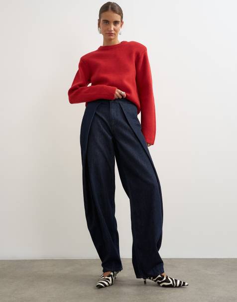 Topshop slå om-jeans med front i indigo - view 1