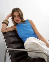 Topshop slash neck racer vest in blue