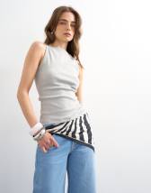 Topshop slash neck racer vest in grey marl