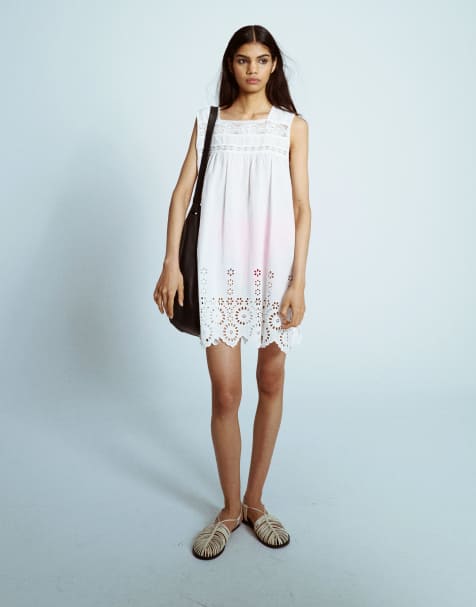 Topshop - Sleeper - Mini-jurk met geborduurd detail in wit - view 1