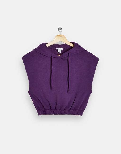 sleeveless purple hoodie