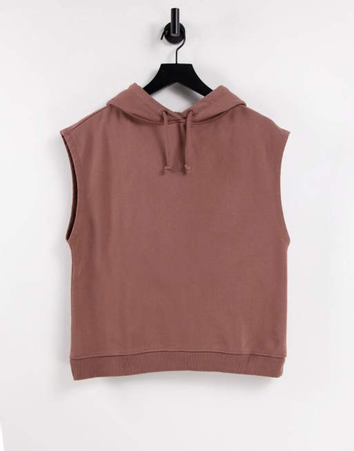 Topshop sleeveless hoodie in rose