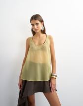 Topshop sleeveless organza scoop vest in muted lime