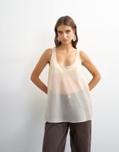 Topshop sleeveless organza scoop vest in oyster