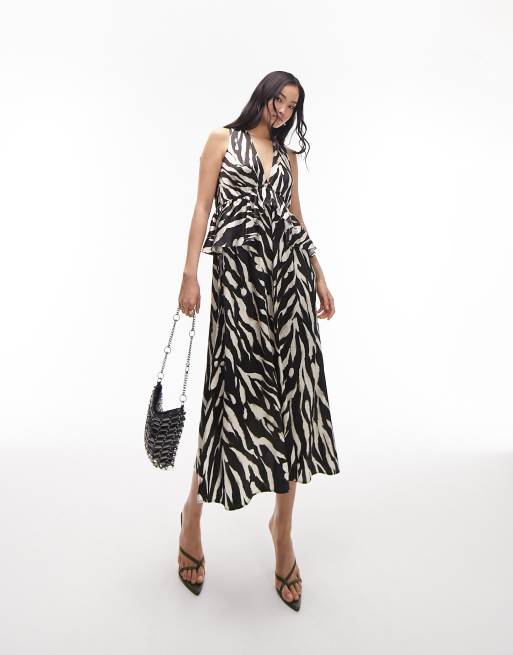 Topshop zebra on sale print midi dress