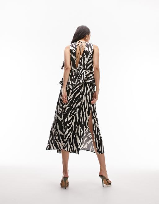 Topshop zebra shop print midi dress