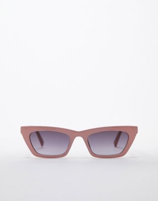Topshop  slim cat eye sunglasses in pink - ASOS Price Checker