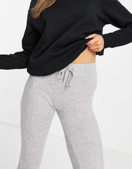 Topshop slim fit brushed rib jogger in grey