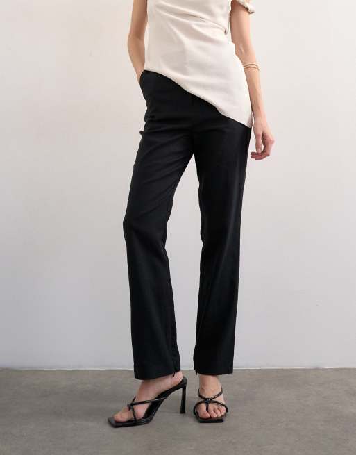 Topshop - Slim-fit linnen broek in zwart, 2 van 5