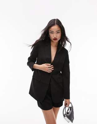 Topshop Slim Fit Single Breasted Blazer In Black