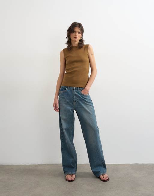 Topshop - Slim-fit tanktop in diep olijfgroen, 2 van 4