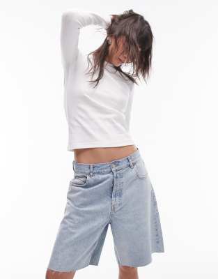 Topshop Slim Long Sleeve Top In White