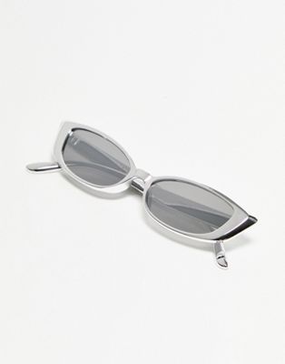 Topshop slim rounded cateye sunglasses in silver