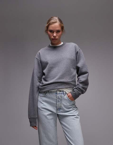 Topshop slim sweat in grey marl - view 1