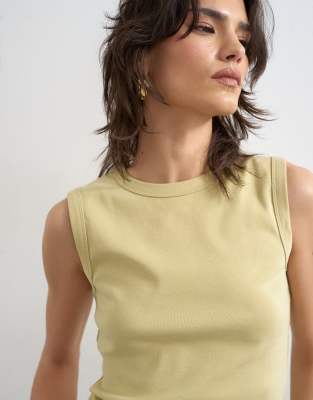 Topshop Slim Tank In Green