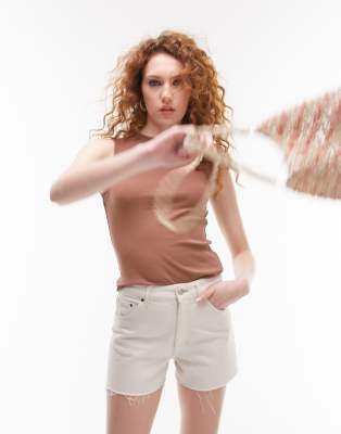 Topshop Slim Tank In Taupe-neutral In Neutral