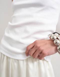 Model wearing Slim tank in white