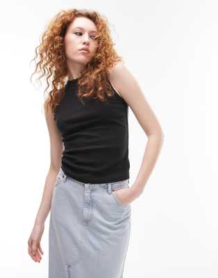 Topshop Slim Tank In Black In Black