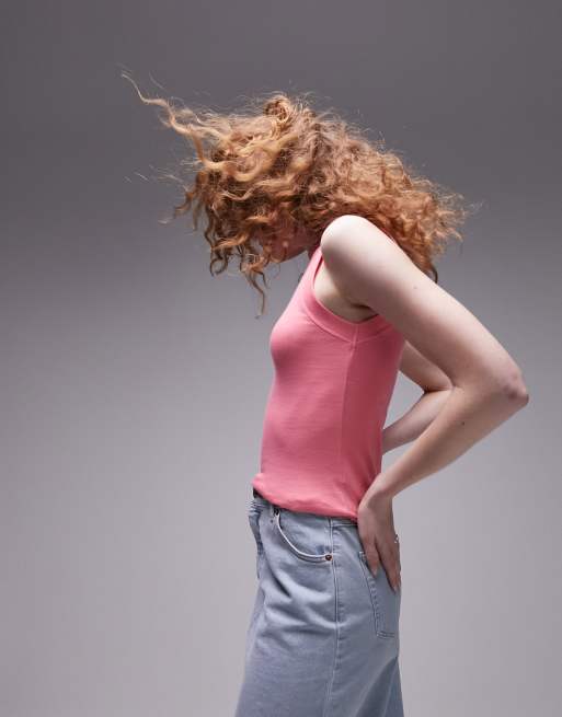 Topshop slim tank top in pink
