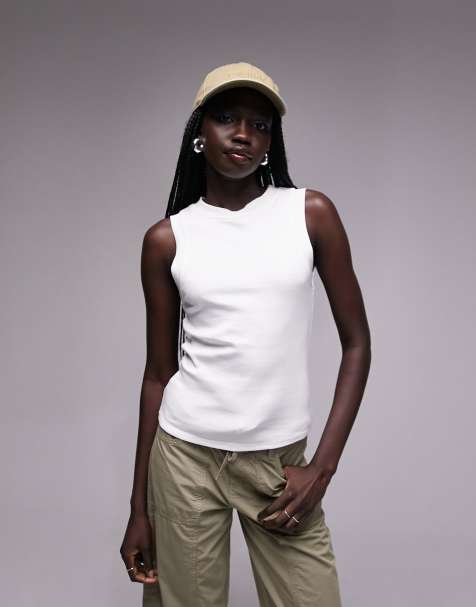 Topshop slim tank top in white - view 1