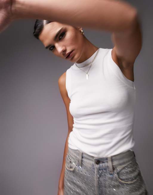 Topshop slim vest in white