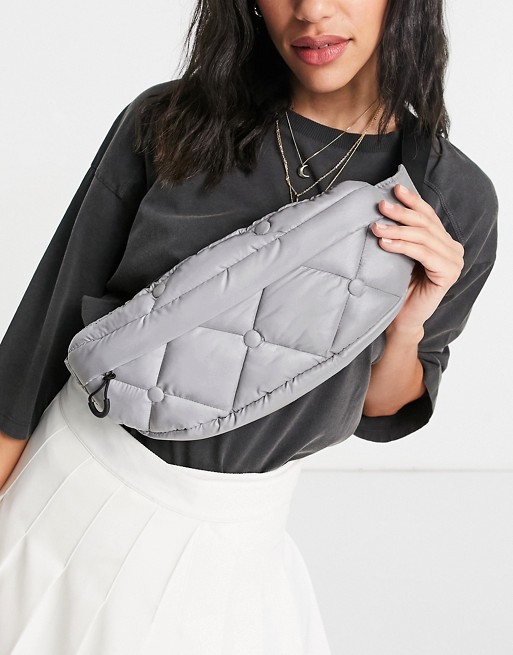Topshop sling bumbag in reflective silver