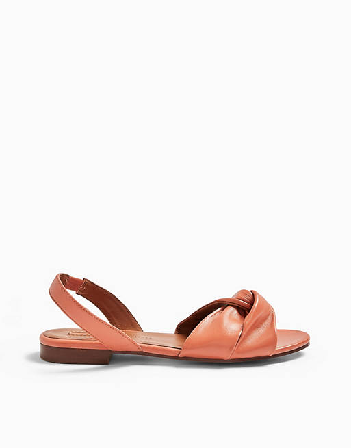 Topshop slingback leather sandals in blush