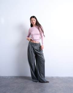 Model wearing Slinky crew neck long sleeve top in pink