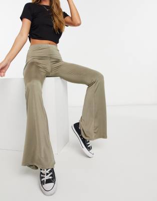khaki flared pants