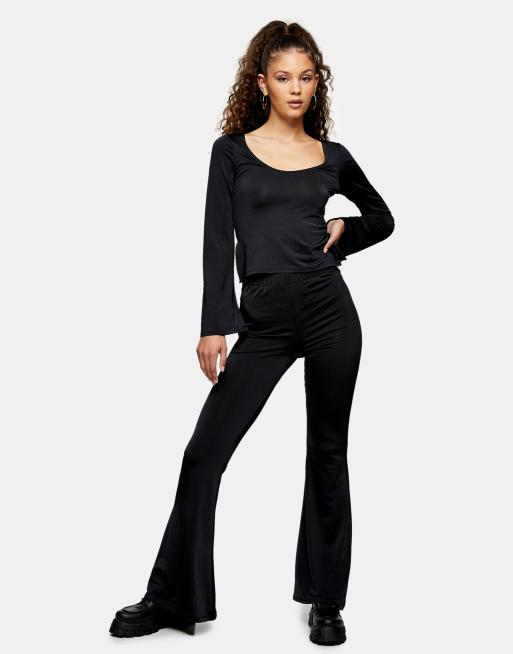 Black Slinky Flared Trousers