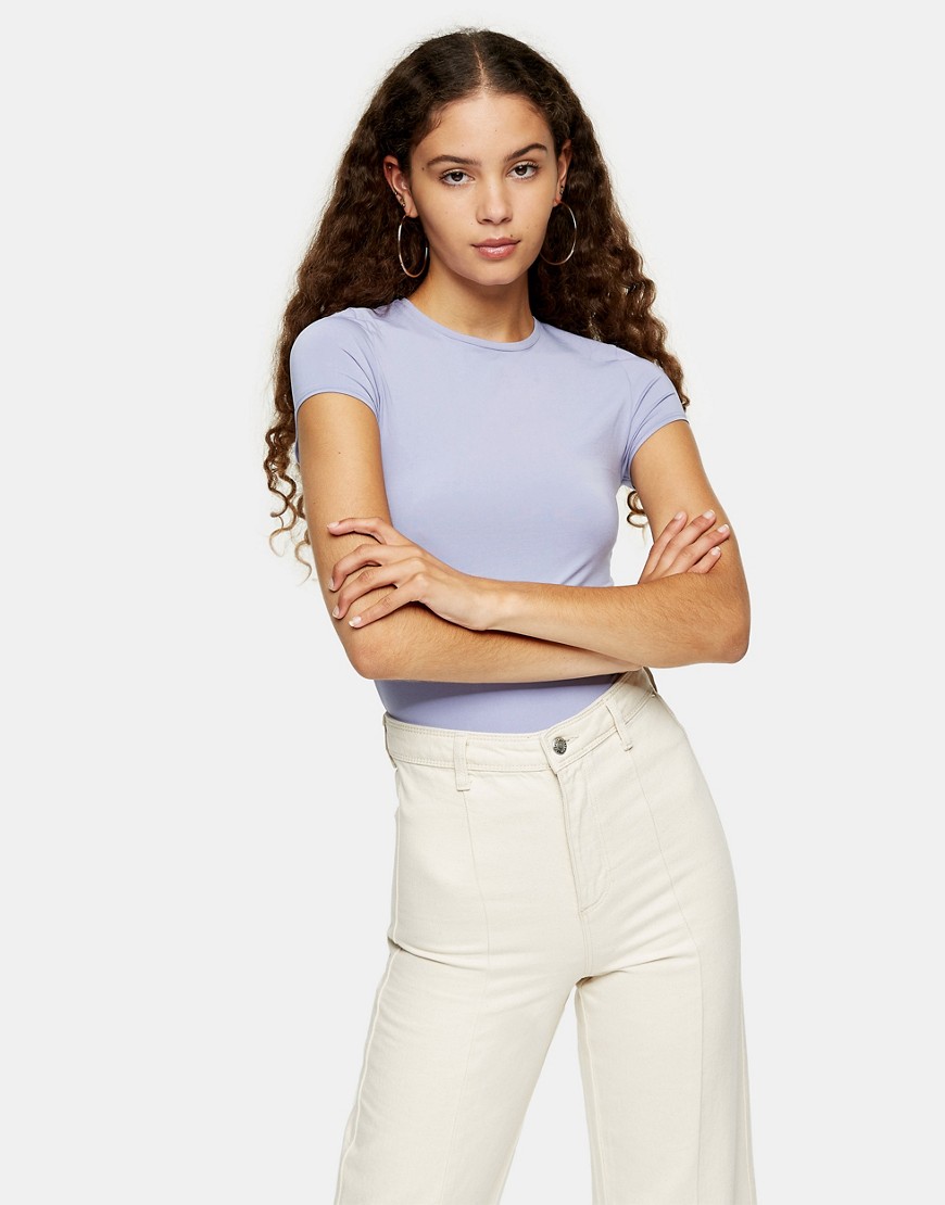 Topshop slinky t-shirt in lilac-Purple