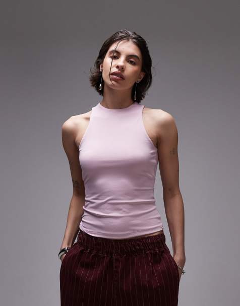 Topshop slinky tank top in pink - view 1
