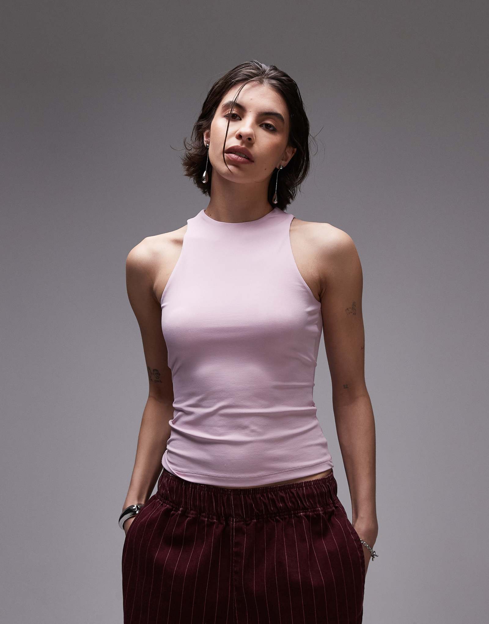 Облегающая майка Topshop розового цвета