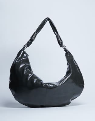 Topshop Topshop Sloane hardware scoop shoulder bag in deep khaki-Green