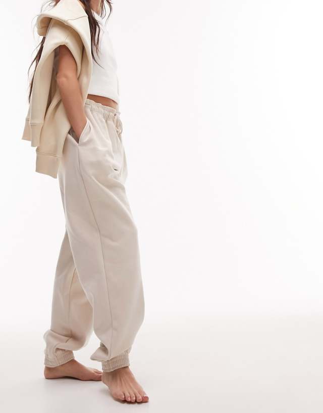 Topshop slouchy oversized cuffed sweatpants in ecru - part of a set