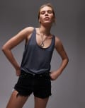 [Topshop] Topshop slouchy scoop neck singlet in dark grey marl XS Dark grey marl
