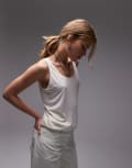 [Topshop] Topshop slouchy scoop neck singlet in ivory-White L IVORY